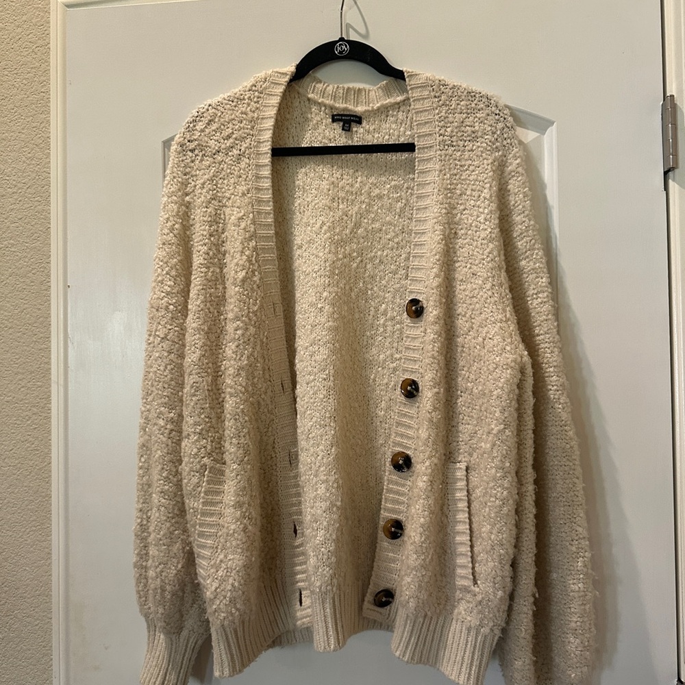Who What Wear Cream Textured Cardigan